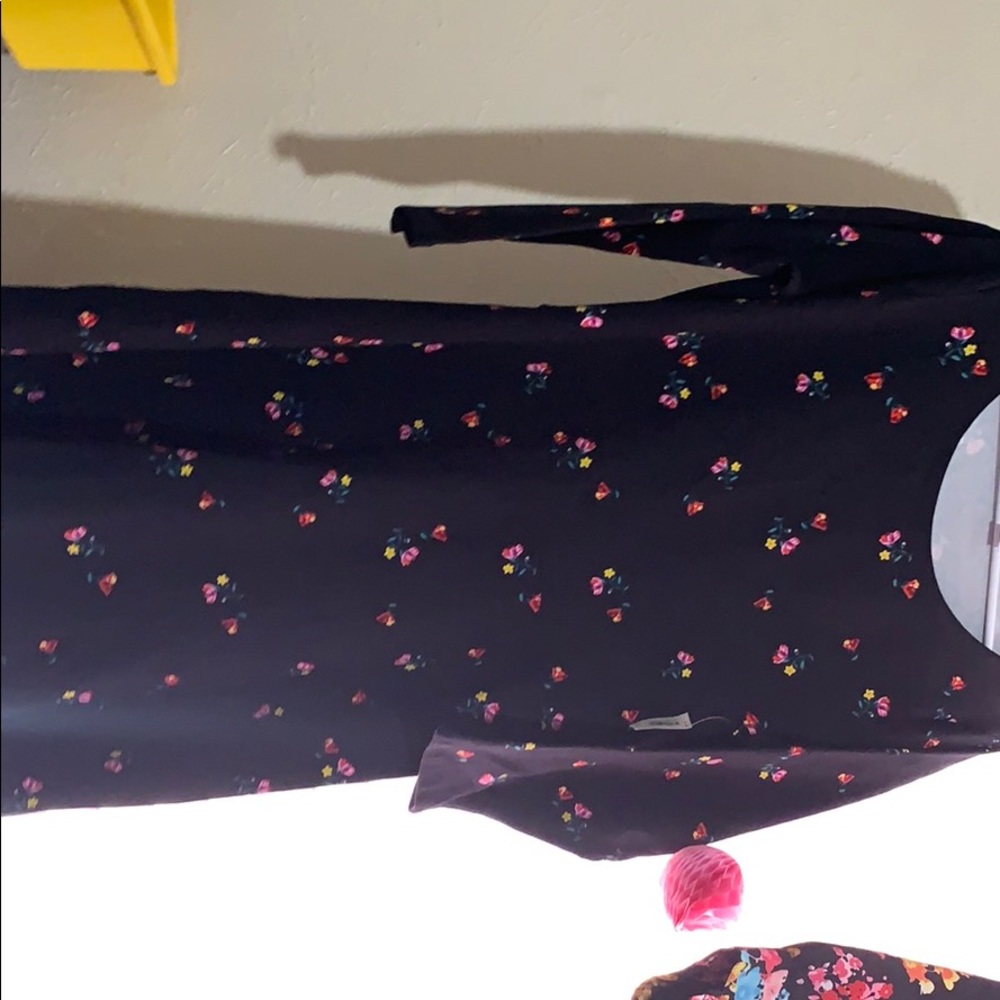 Black flower dress long sleeve